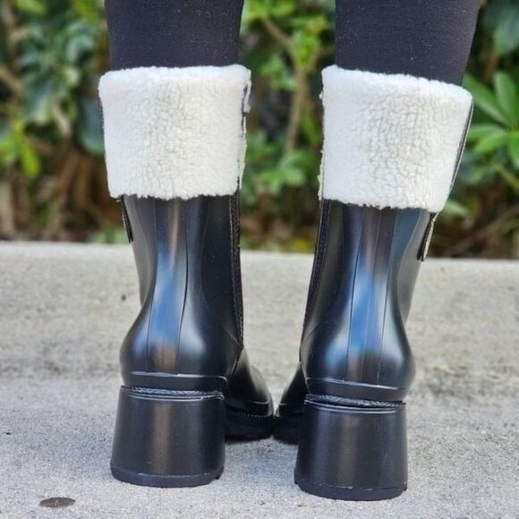 Women's Chunky Block Heel Ankle Boots Black Color - Picture 3 of 5